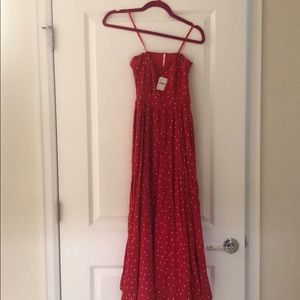Free people polka dot dress sweetheart neckline